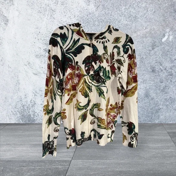 Soma Cream Floral Women's Hoodie - Picture 1 of 4